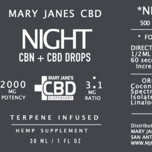 Terpene Night CBD and CBG drops terpene infused 2000mg
