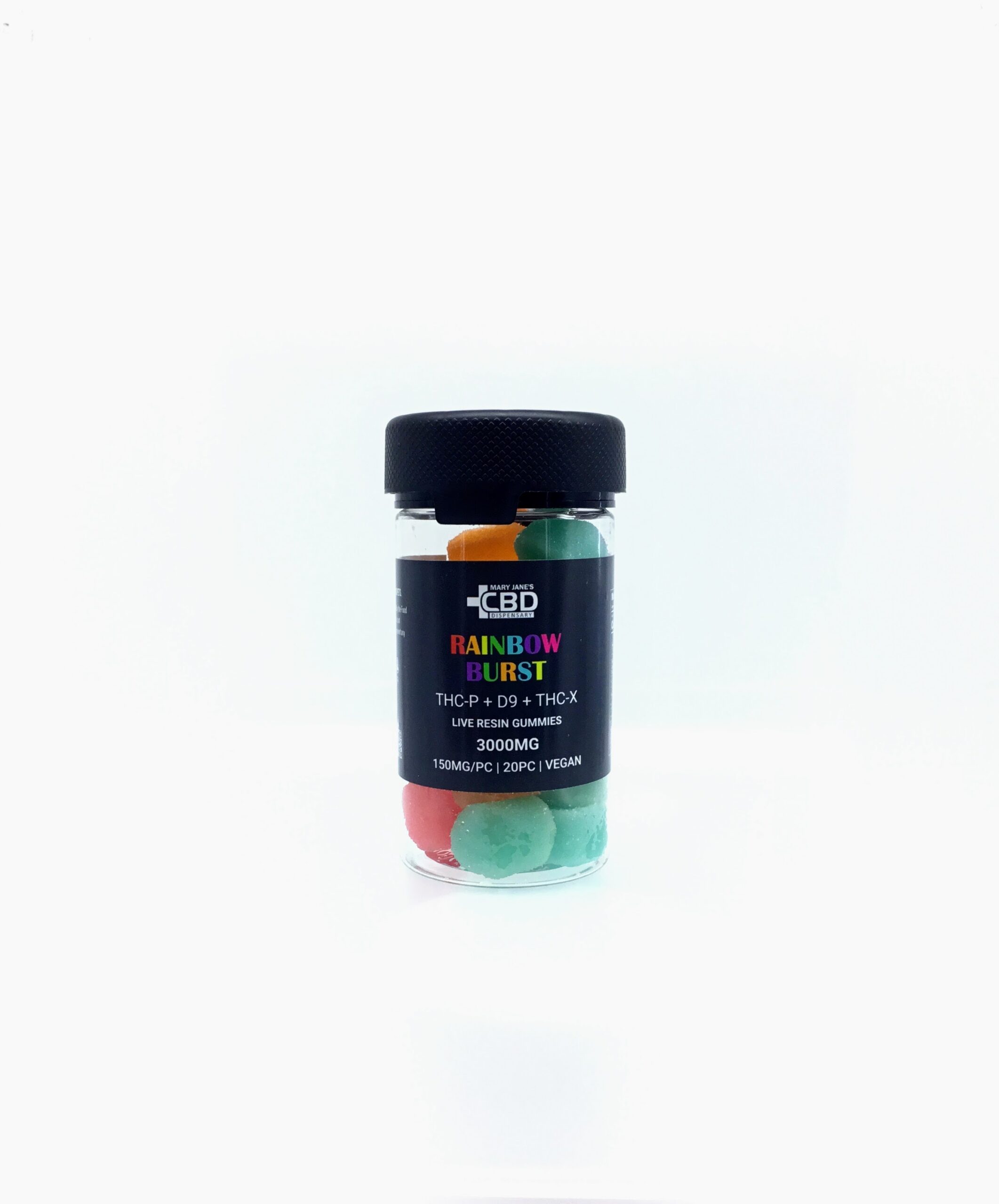 MJCBD Rainbow Burst Gummies (THC-P/X/D9) 20ct 3000mg